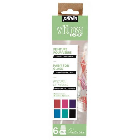 Farby do szkła Pebeo Vitrea 160 Glossy, 6 kolorów x 20ml - 2